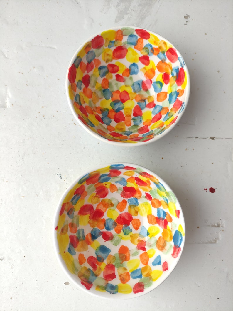 Handmade Dipping Bowls Ceramic Set of 2, colorful image 4
