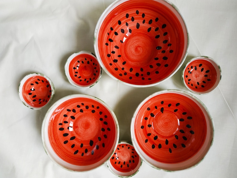 Ceramic Watermelon Bowls Handmade on 3 sizes image 2