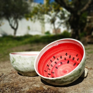 Ceramic Watermelon Bowls Handmade on 3 sizes image 7