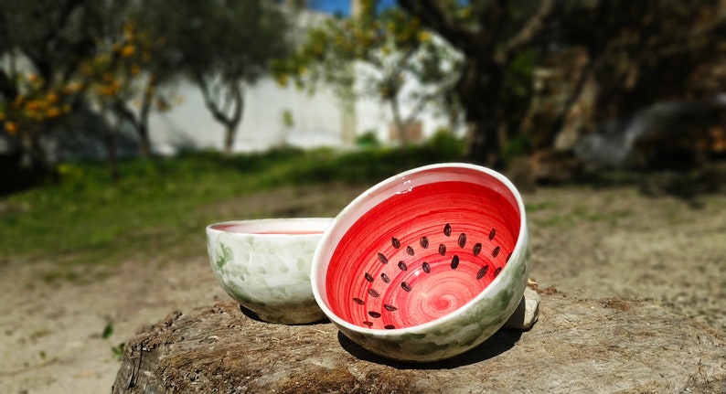 Ceramic Watermelon Bowls Handmade on 3 sizes image 7