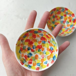 Handmade Dipping Bowls Ceramic Set of 2, colorful image 5