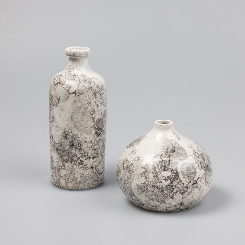 Ceramic Vase Nordic Style Handmade set of 2 Black Clouds