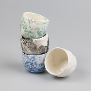 Ceramic Espresso Cups, Cappuccino Cups Handmade hand Carved Set of 2, in 4 colors