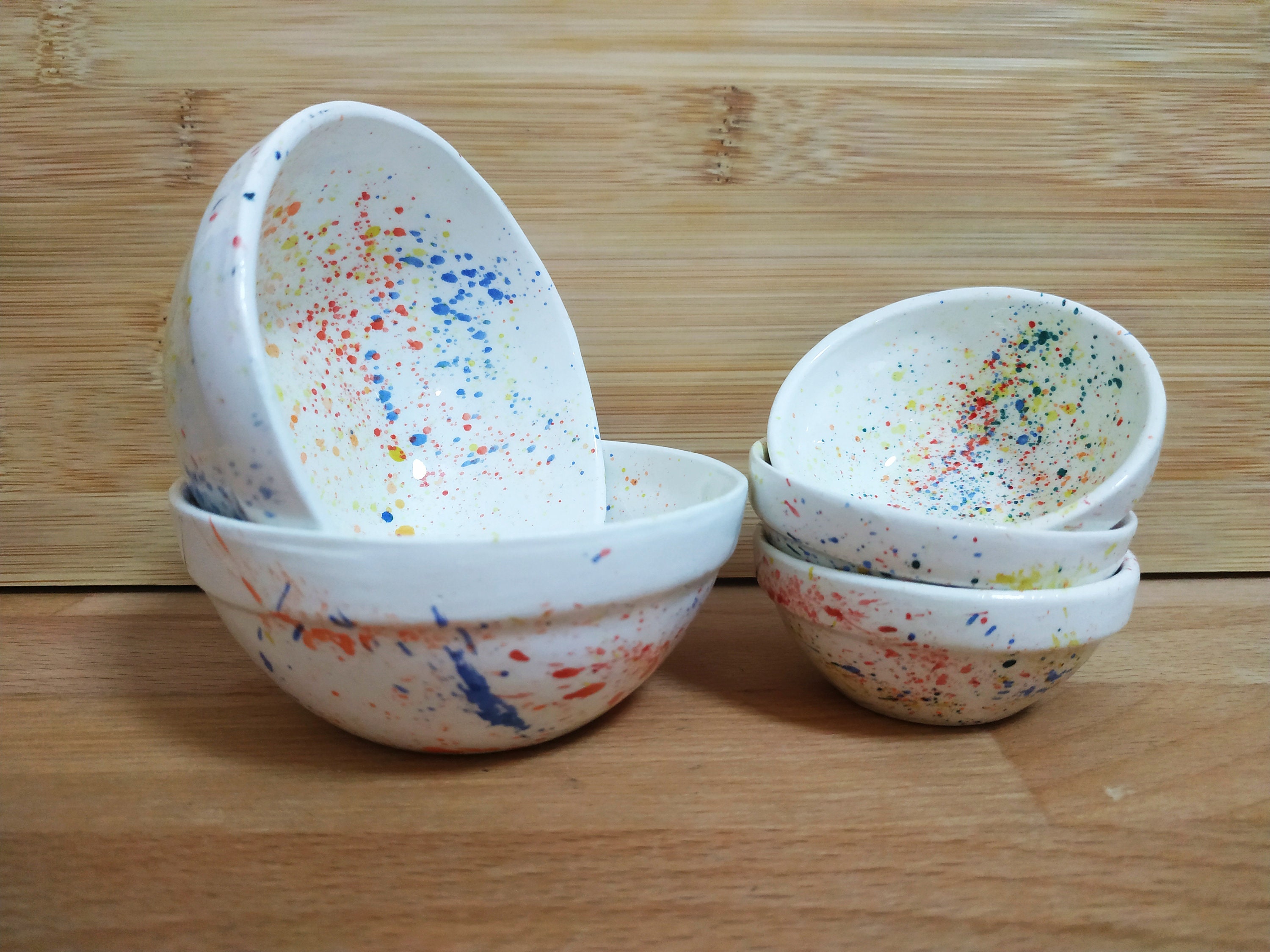 Handmade Dipping Bowls Ceramic Set of 3 colorful in 2 sizes Etsy