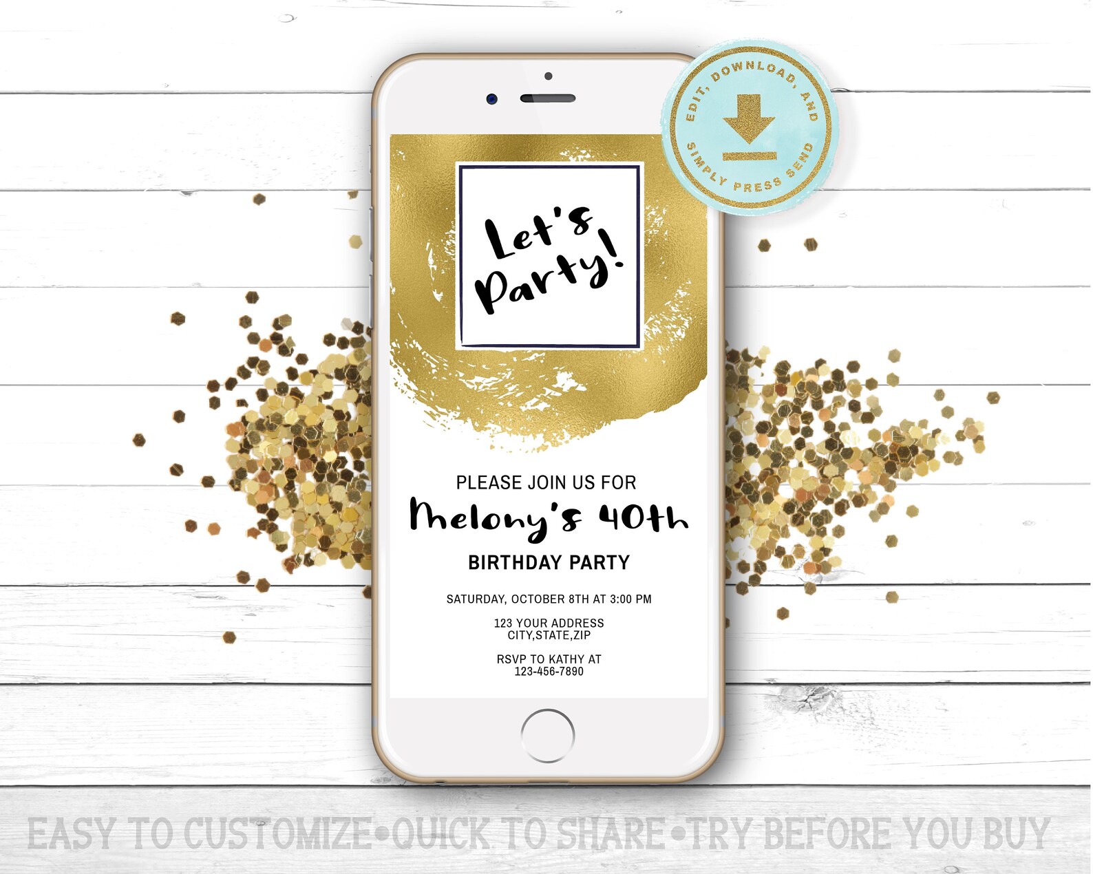 Smartphone Birthday Party Evite Template iPhone Electronic Etsy