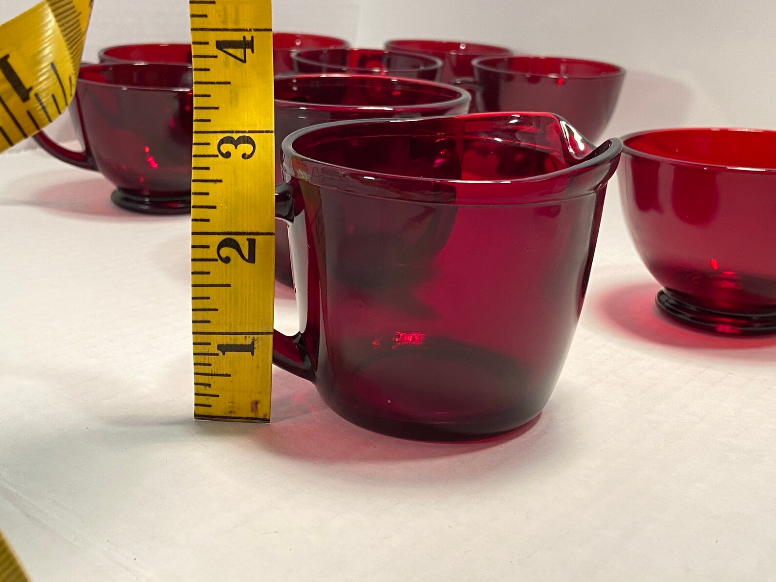 Ruby Red Depression Glass Vintage French Tea Cup Set W Etsy