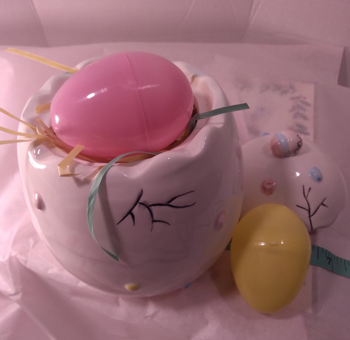 Cute Porcelain Easter Egg Shaped Candy Dish Decorated With Etsy