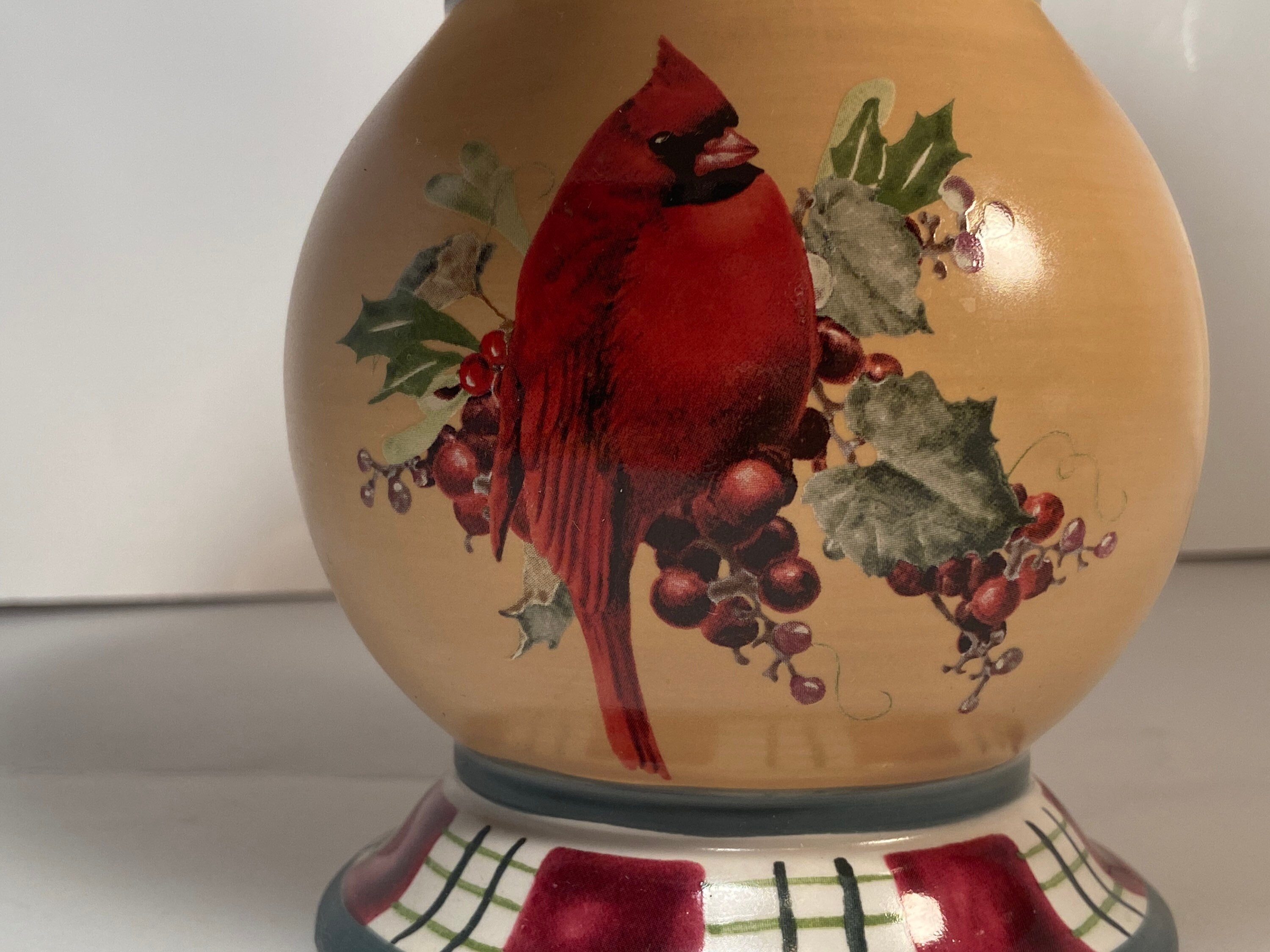 Cute Vintage Cardinal Candle Holder Ceramic Lamp Christmas Etsy
