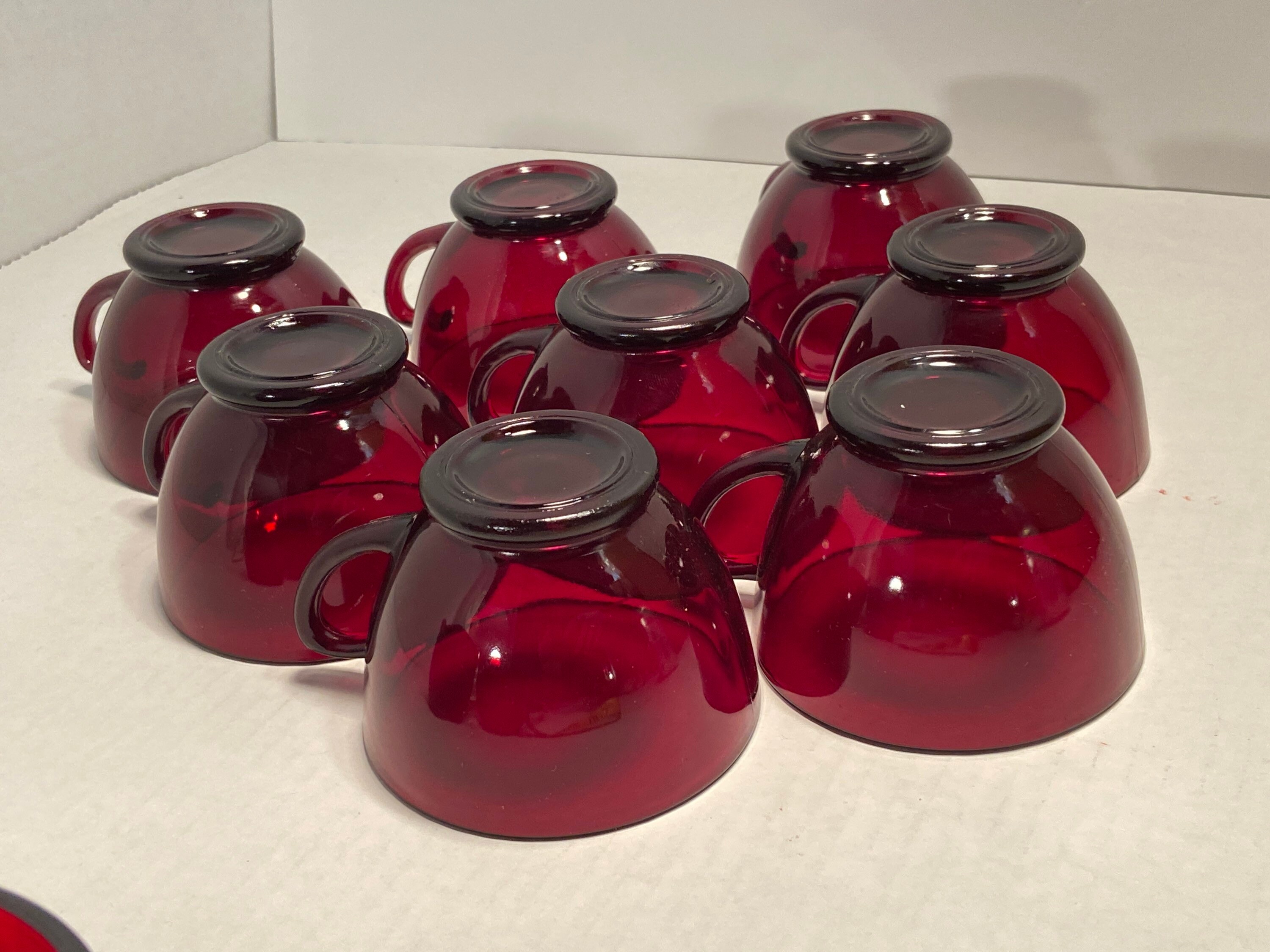 Ruby Red Depression Glass Vintage French Tea Cup Set w Etsy