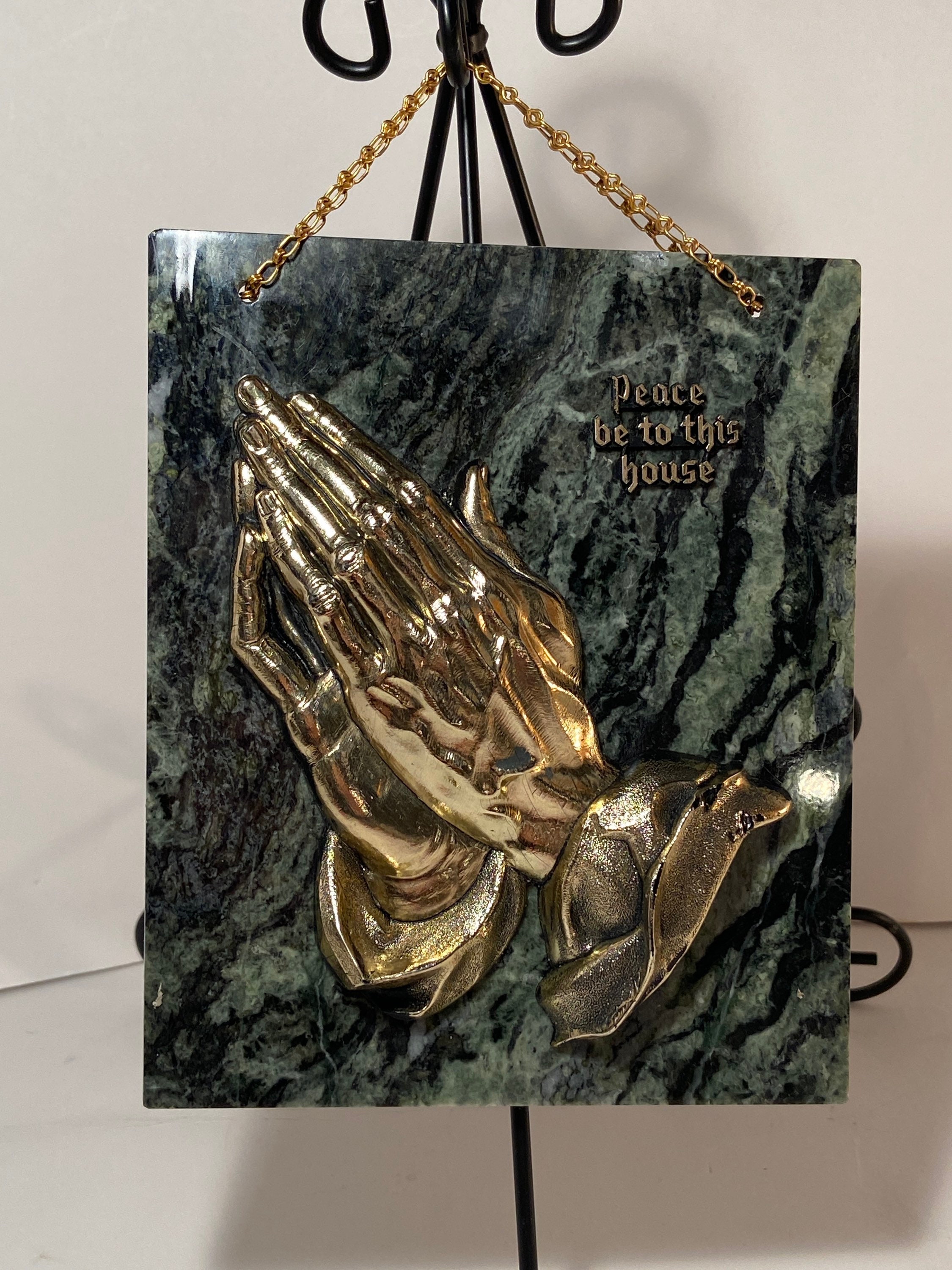 Vintage Religious Art Gold Praying Hands Peace Be To This Etsy