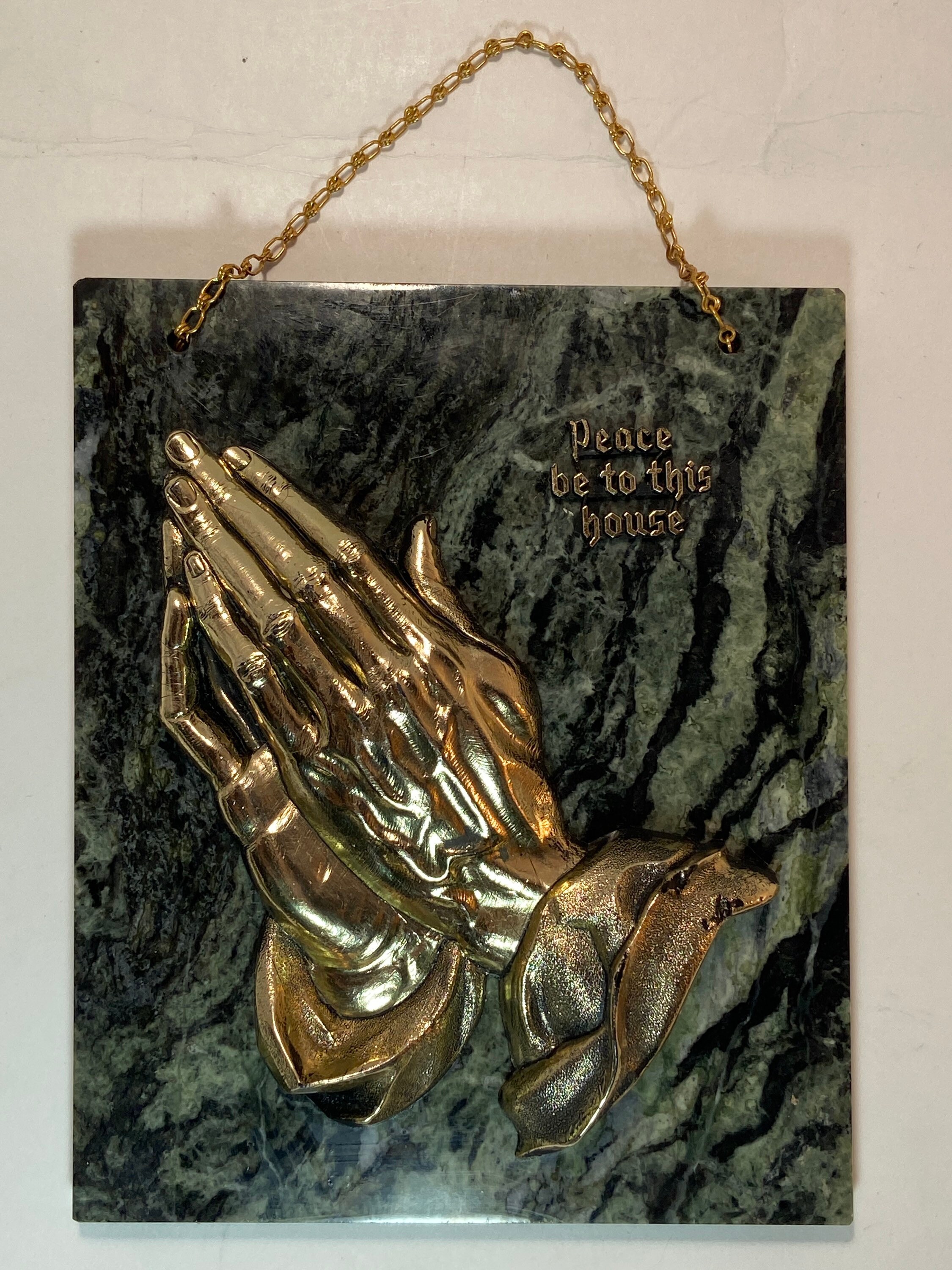 Vintage Religious Art Gold Praying Hands Peace Be To This Etsy