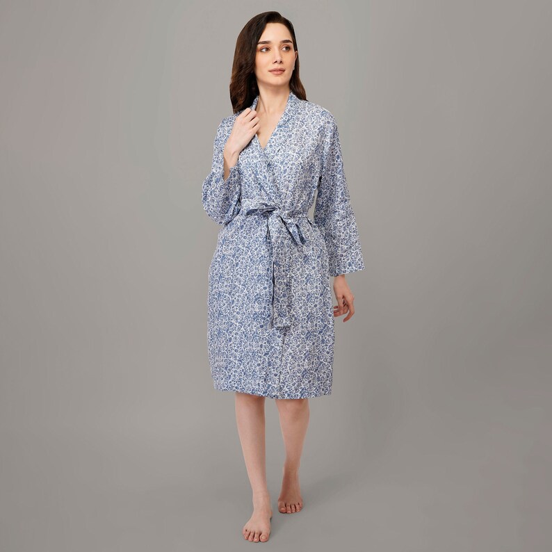 linen bathrobe elegant and luxury beachwear Linen Robe for men and Women Mid calf robe classic robe Home wear soft Lounge wear image 1