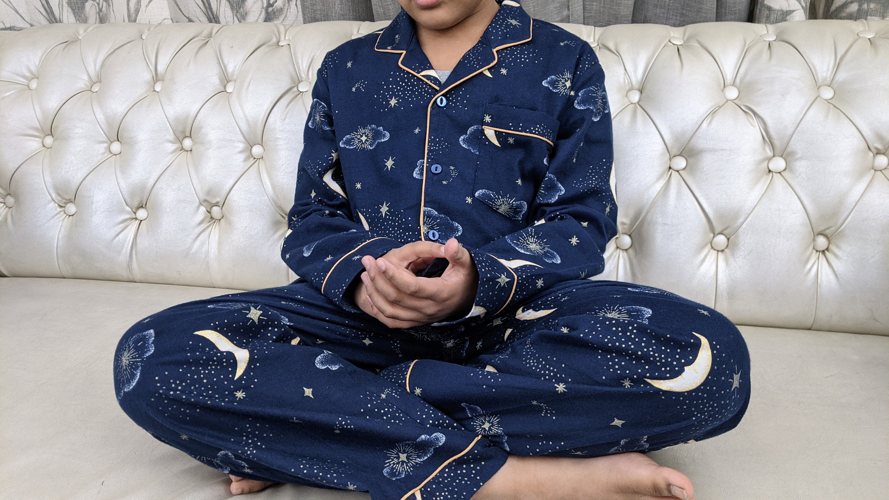 Kids cotton pajamas in blue stars and moon pajamas for Etsy
