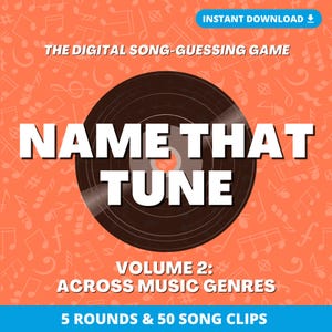 NAME THAT TUNE digitale partygame | 5 ronden en 50 nummers | Muziek triviaquiz | Direct downloaden | PowerPoint-games