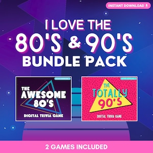 80&#39;s & 90&#39;s Digital Trivia Game Bundle | 2 Games Included: Awesome 80&#39;s and Totally 90&#39;s | Great for Parties | Built on PowerPoint