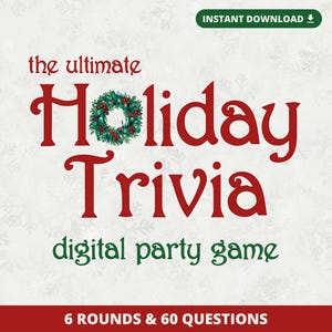 Juego digital de trivia navideña / 6 rondas y 60 preguntas / Juego para fiestas navideñas / Presentación en PowerPoint integrada