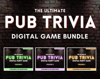 PUB TRIVIA Digital Party Game Bundle | 3 Games Included & 180 Questions  Trivia Quiz | Instant Download | PowerPoint Games