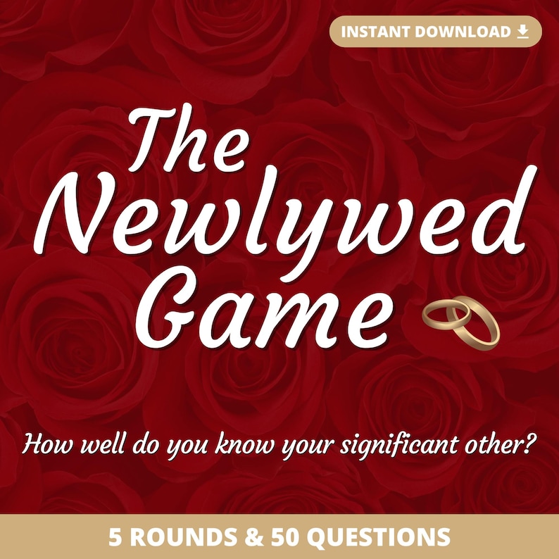 THE NEWLYWED GAME | 5 Rounds & 50 Questions | Digital Party Game for Couples | Built in PowerPoint image 1