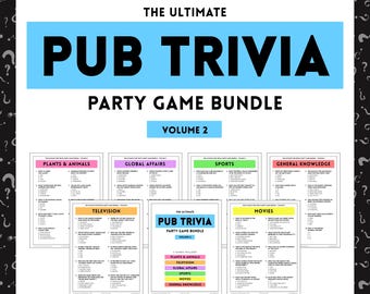 PUB TRIVIA Party Game Bundle | 6 Printable Games | 60 Questions | Instant Download | PDF Files