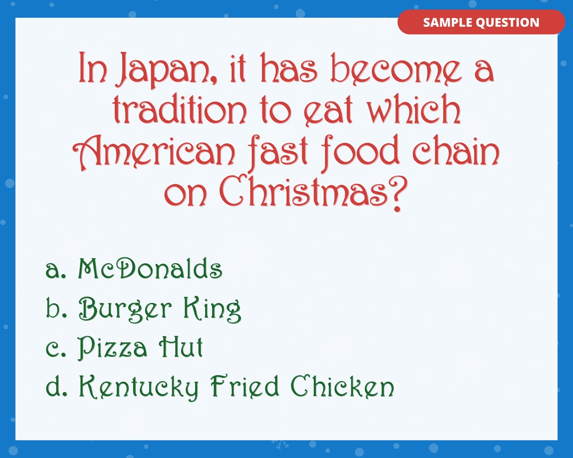 HOLIDAY TRIVIA Printable Game Instant Download 5 Rounds &amp; 50 Questions ...