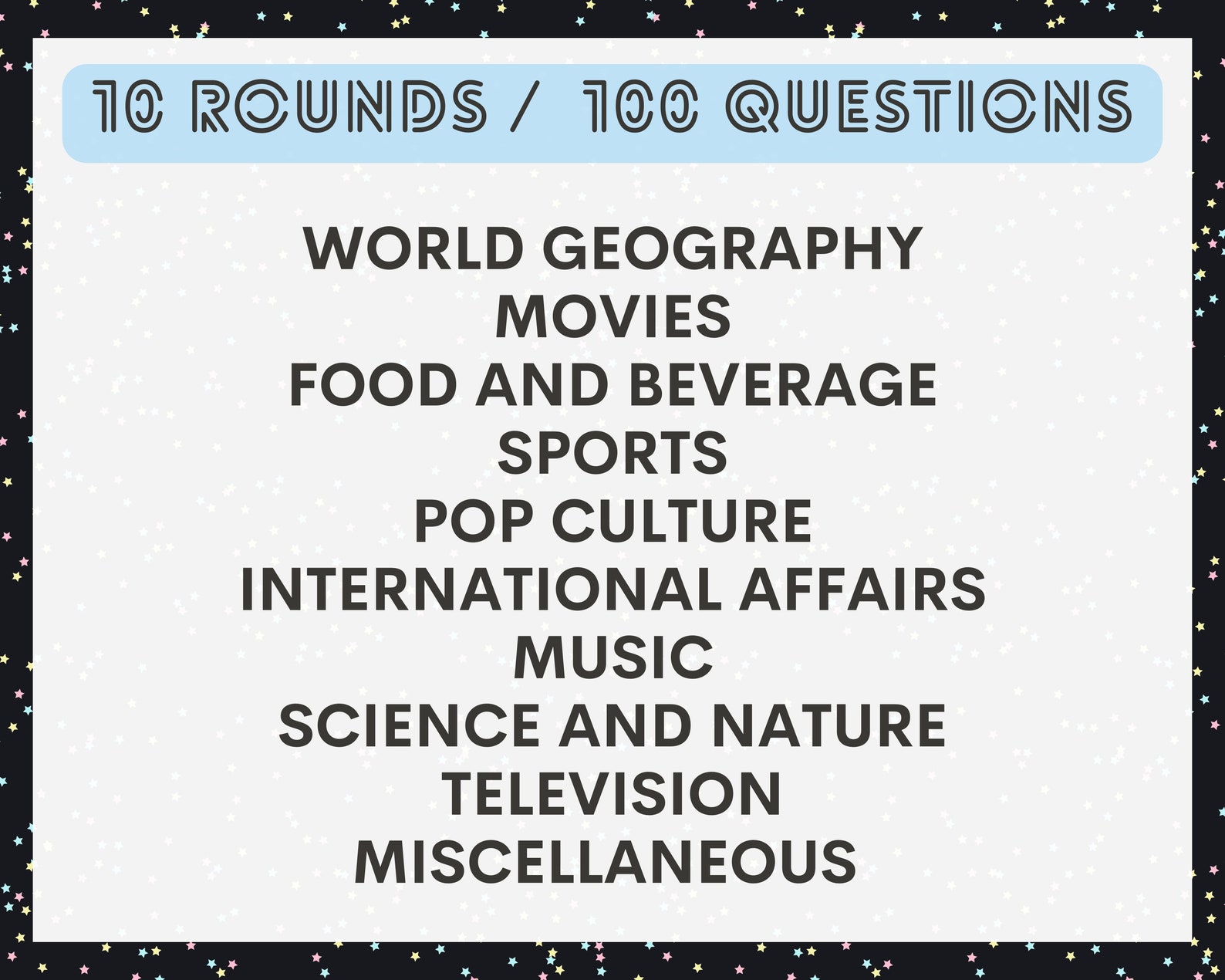 Pub Trivia Printable Game Volume 2 10 Rounds &amp; 100 Questions. - Etsy