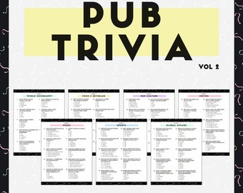 PUB TRIVIA Printable Game | Volume 2 | 10 Rounds & 100 Questions | Perfect for Trivia Night | Instant Download | PDF Files