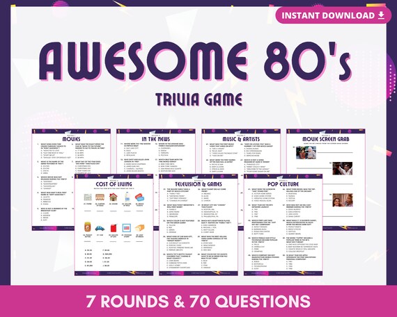 Awesome 80's Printable Trivia Game Test Your Knowledge on - Etsy