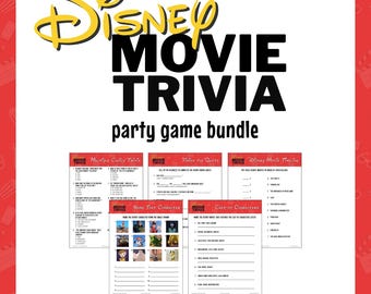 DISNEY MOVIE TRIVIA Party Game Bundle | 5 Printable Games | Family & Kids Game | Instant Download | Movie Trivia Quiz
