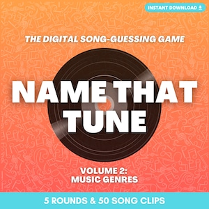 NAME THAT TUNE Digital Song-Guessing Game | 5 Rounds & 50 Song Clips | Play in Person or Virtually | Party Game | Built on PowerPoint