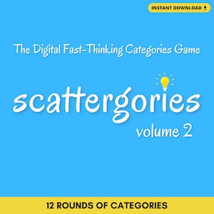 SCATTERGORIES Digital Game | Volume 2 | 12 Rounds of Categories | Play in Person or Virtually | Party Game | Built on PowerPoint