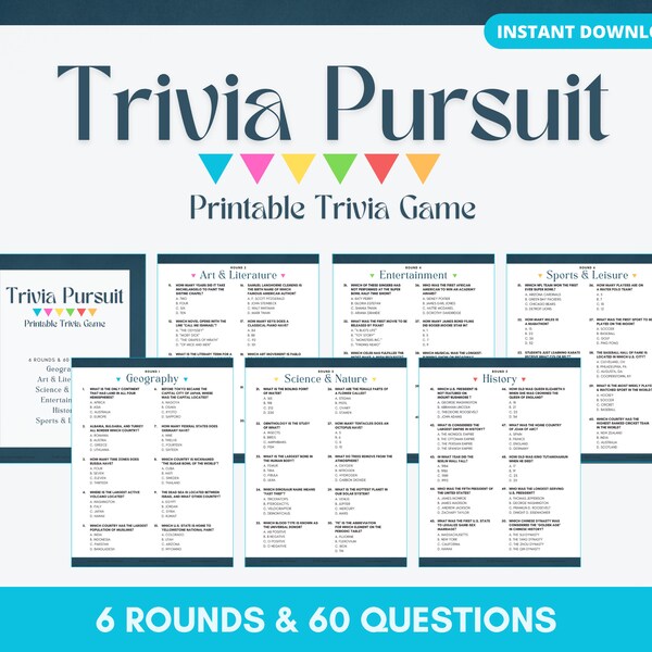 Movie Trivia Game Printable Etsy