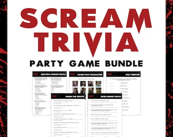 SCREAM TRIVIA Spiele-Bundle | 5 Druckbare Spiele | Sofortdownload | Halloween-Party-Spiel | PDFs