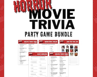 HORROR MOVIE TRIVIA Party Game Bundle | 5 Printable Games | Instant Download | Halloween Game | Movie Trivia Quiz