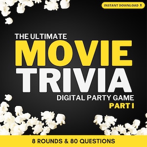 Ultimate MOVIE TRIVIA Digital Game | 8 Rounds & 80 Questions to Test Movie Knowledge | Play in Person or Virtually | Built on PowerPoint