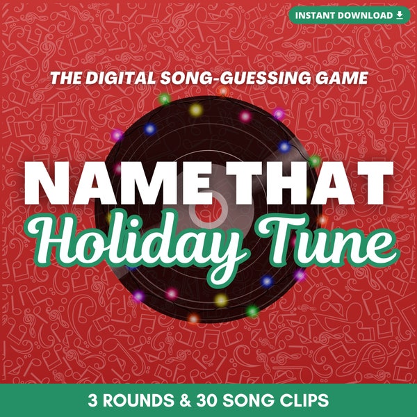 Noem dat HOLIDAY Tune Digital Song-Guessing Game | 3 rondes en 30 nummers | Speel persoonlijk of virtueel | Vakantiespel | Gebouwd op PowerPoint