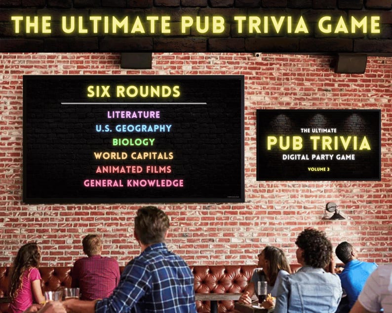 PUB TRIVIA Digital Game | 6 Rounds & 60 Questions | Trivia Quiz | Built ...