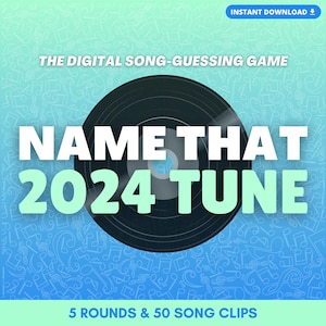 NAME THAT 2024 TUNE Digital Song-Guessing Game | 5 Rounds & 50 Song Clips | Party Game | End of the Year Game | Built on Powerpoint