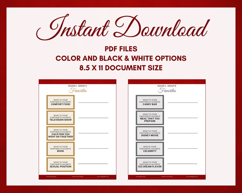 The NEWLYWED PRINTABLE GAME 50 Questions to Test Your Knowledge on Your ...