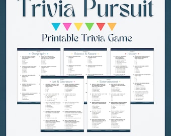 TRIVIA PURSUIT Printable Game | 6 Rounds & 60 Questions | Party Game | Instant Download | PDF Files