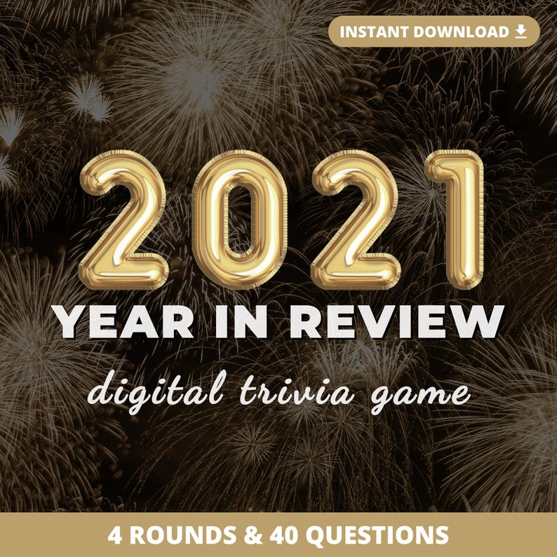 2021 TRIVIA Digital Game | 3 Rounds & 40 Questions | End of the Year Game | New Year's Eve | PowerPoint image 1