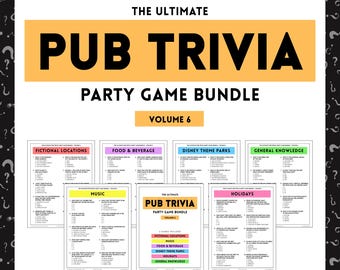 PUB TRIVIA Party Game Bundle | 6 Printable Games | 60 Questions | Instant Download | PDF Files