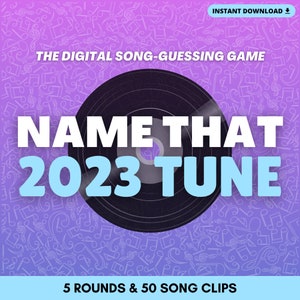 NAME THAT 2023 TUNE Digital Song-Guessing Game | 5 Rounds & 50 Song Clips from Last Year | Play in Person / Virtually | Built on PowerPoint