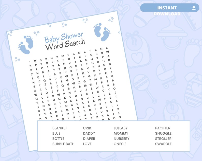 Baby Shower Word Search Printable Game Instant Download and - Etsy