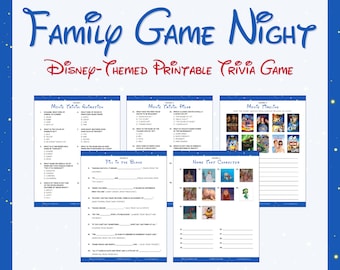 NOCHE DE JUEGOS FAMILIARES Trivia imprimible / 6 rondas y 60 preguntas / Dis'ney Trivia / Descarga instantánea / Archivos Pdf
