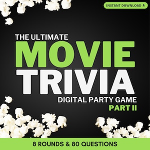 Ultimate MOVIE TRIVIA Digital Game | 8 Rounds & 80 Questions to Test Movie Knowledge | Play in Person or Virtually | Built on PowerPoint
