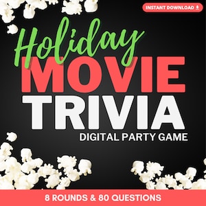 HOLIDAY MOVIE TRIVIA Digital Game | 8 Rounds & 80 Questions | Christmas Game | Party Game | Instant Download | Play Virtually or In Person