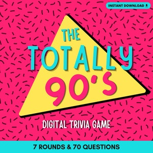 TOTALLY 90&#39;S TRIVIA Digital Game | 7 Rounds & 70 Questions | Perfect for 90&#39;s Party | Instant Download | Built on PowerPoint