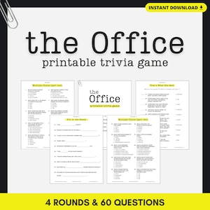 THE OFFICE TRIVIA Printable Game | 4 Rounds & 40 Questions | Instant Download | Party Game | Pdf Files