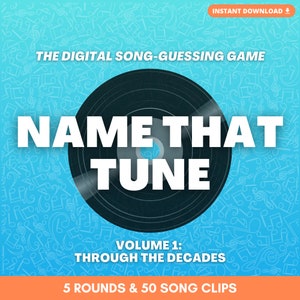 NAME THAT TUNE Digital Song-Guessing Game | 5 Rounds & 50 Song Clips | Play in Person or Virtually | Party Game | Built on PowerPoint