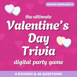 Digitale partygame VALENTIJNSDAG TRIVIA | 4 ronden en 40 vragen | Digitale download | Triviaquiz | PowerPoint